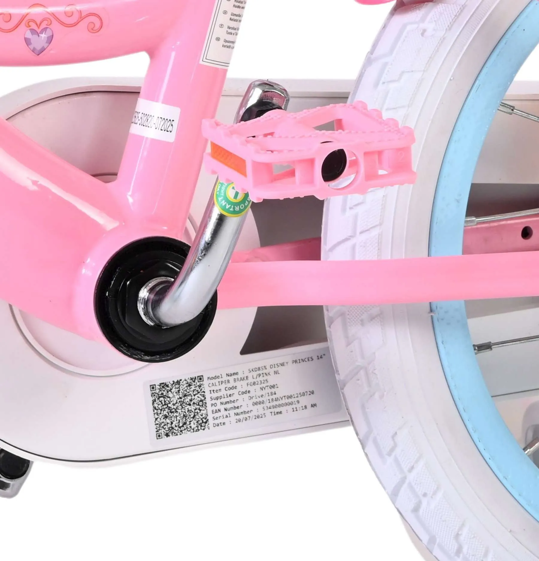 volare dječji bicikl disney princess 14″ ružičaste boje, s dvije ručne kočnice - slika 10