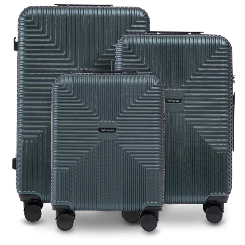 wings set od 3 kofera pc eco jackdaw, tamnozelene boje - slika 1
