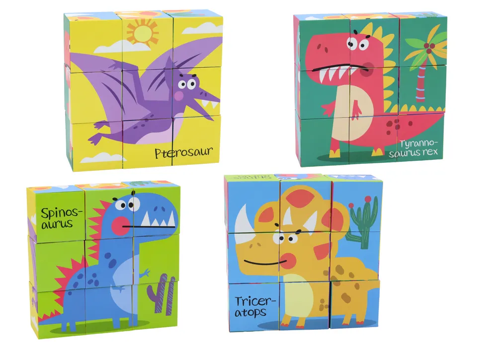 edukativne puzzle kocke 6u1 s uzorkom dinosaura 9 kom - slika 3