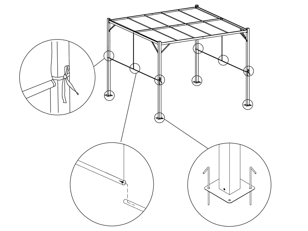 vrtna pergola para sole 3x3x2m vodootporna krovna konstrukcija - slika 7
