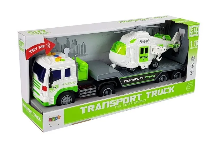 kamion transporter helikoptera 1:16 bijelo-zeleni - slika 6