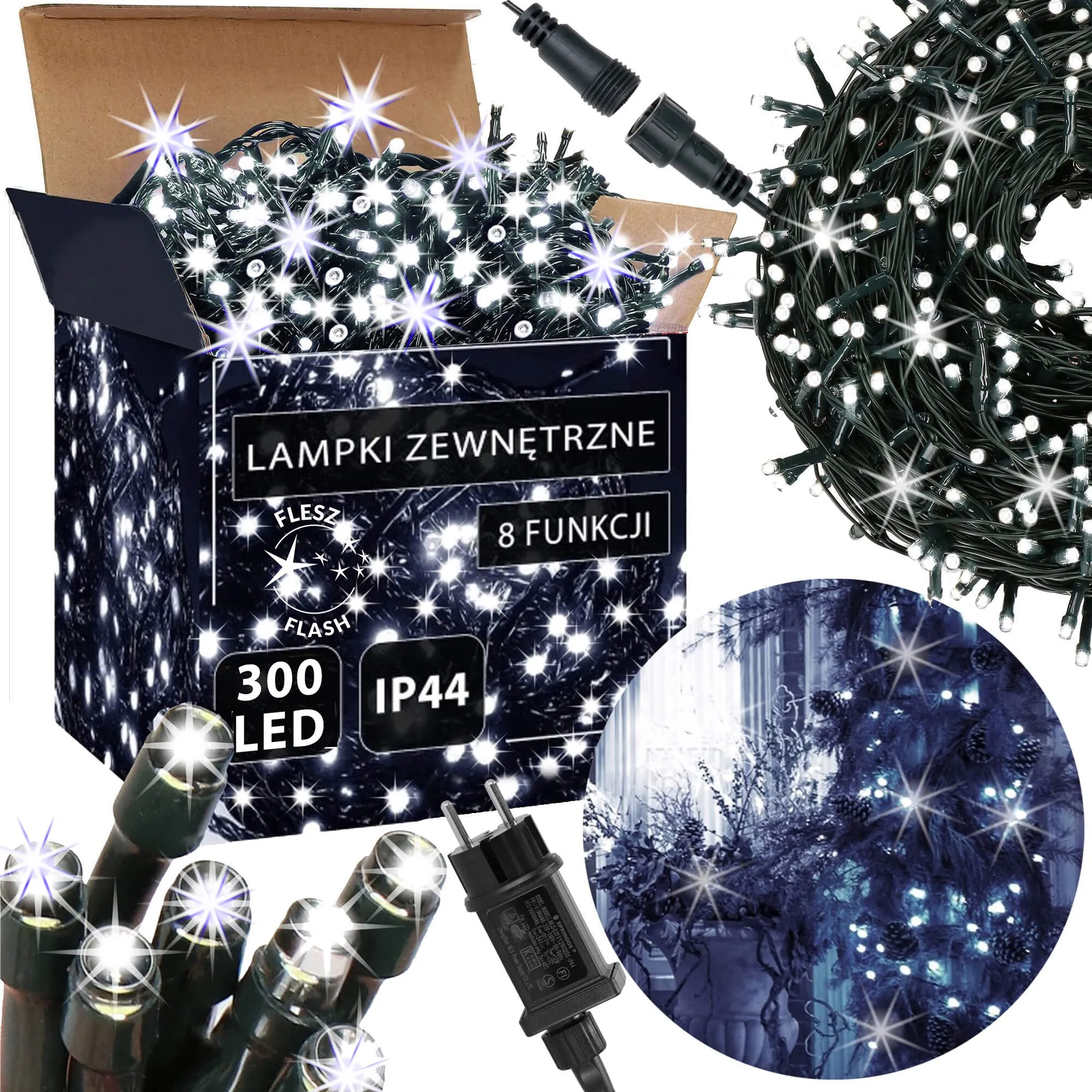 springos lampice za bor flash 300 led hladno bijela - slika 3