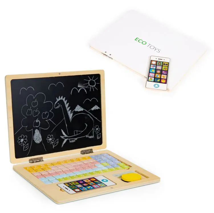 ecotoys edukativni laptop za crtanje 2u1 sa 78 magneta bijeli - slika 2