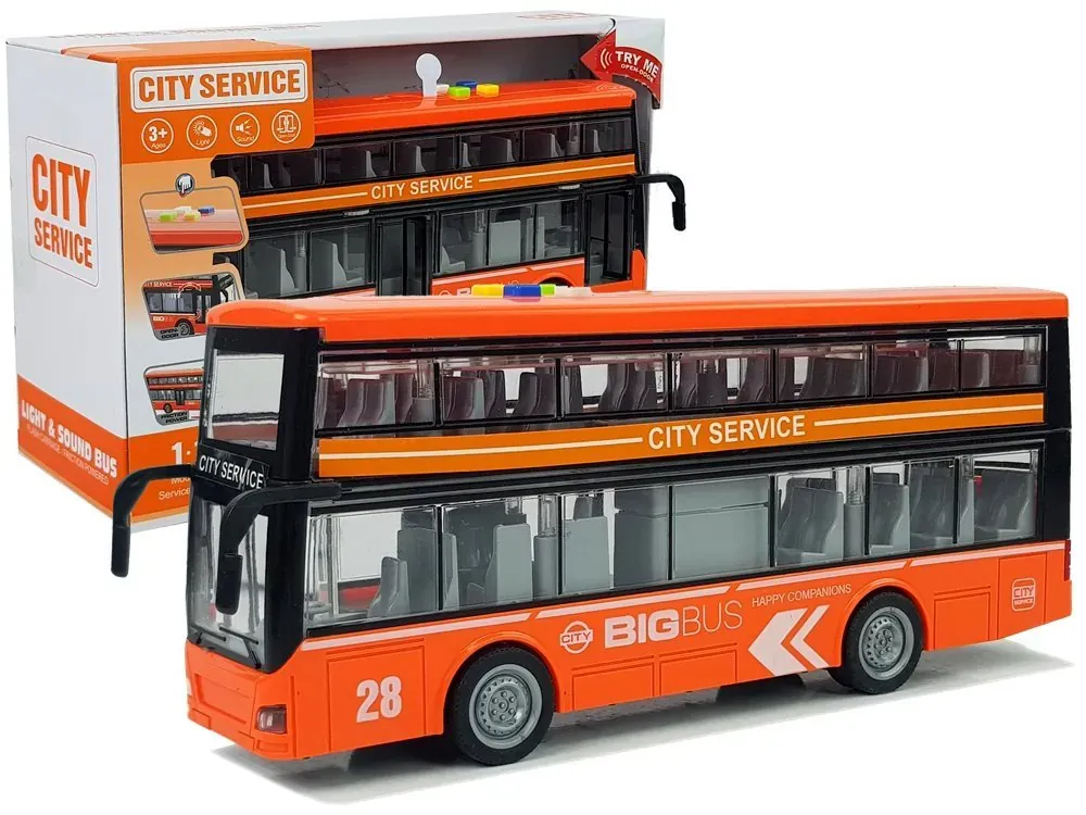Dvokatni autobus na frikcijski pogon 1:16 narančasti - Pribislavec