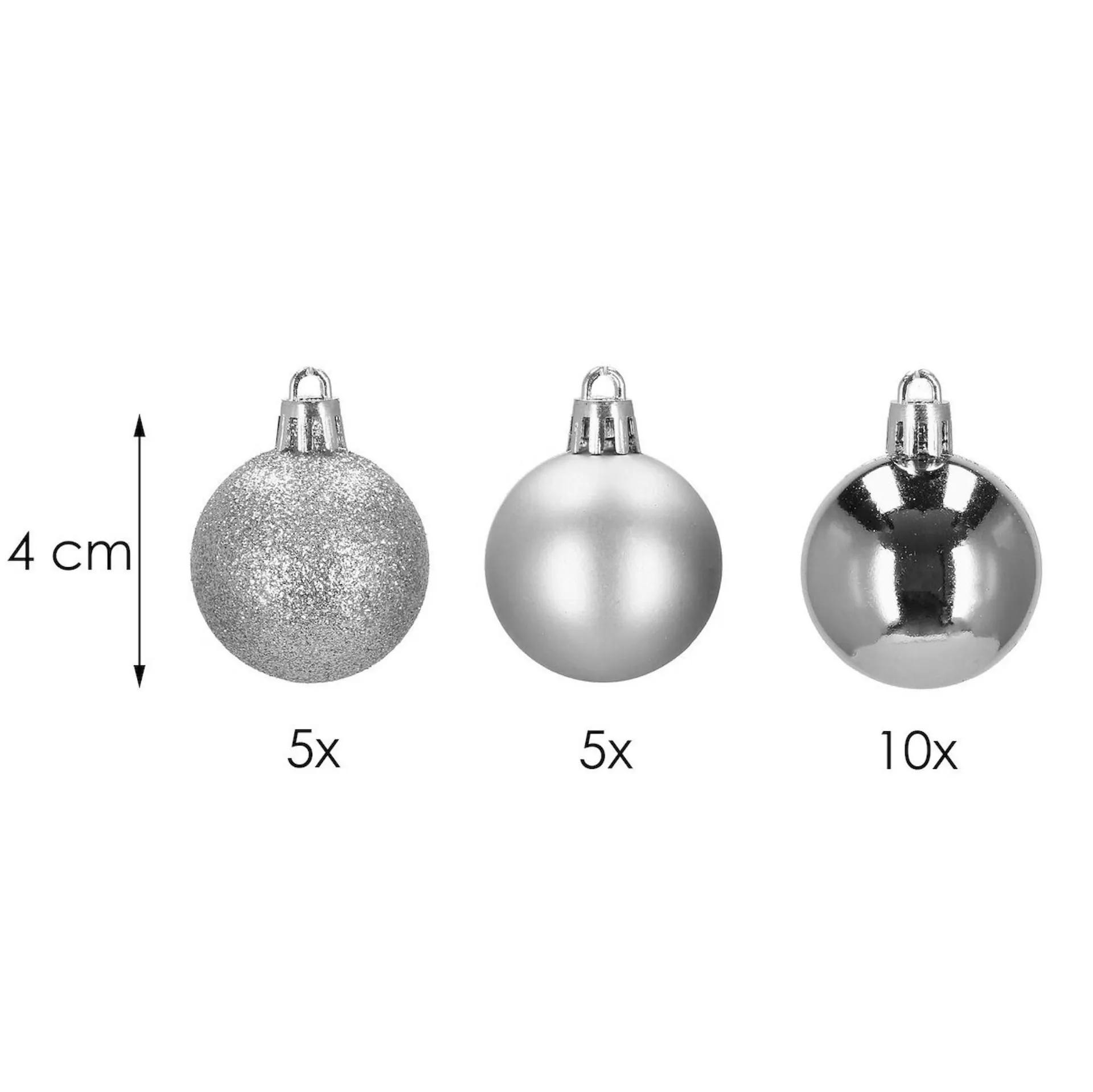 božićne kuglice 4 cm – set od 20 komada, srebrne - slika 10