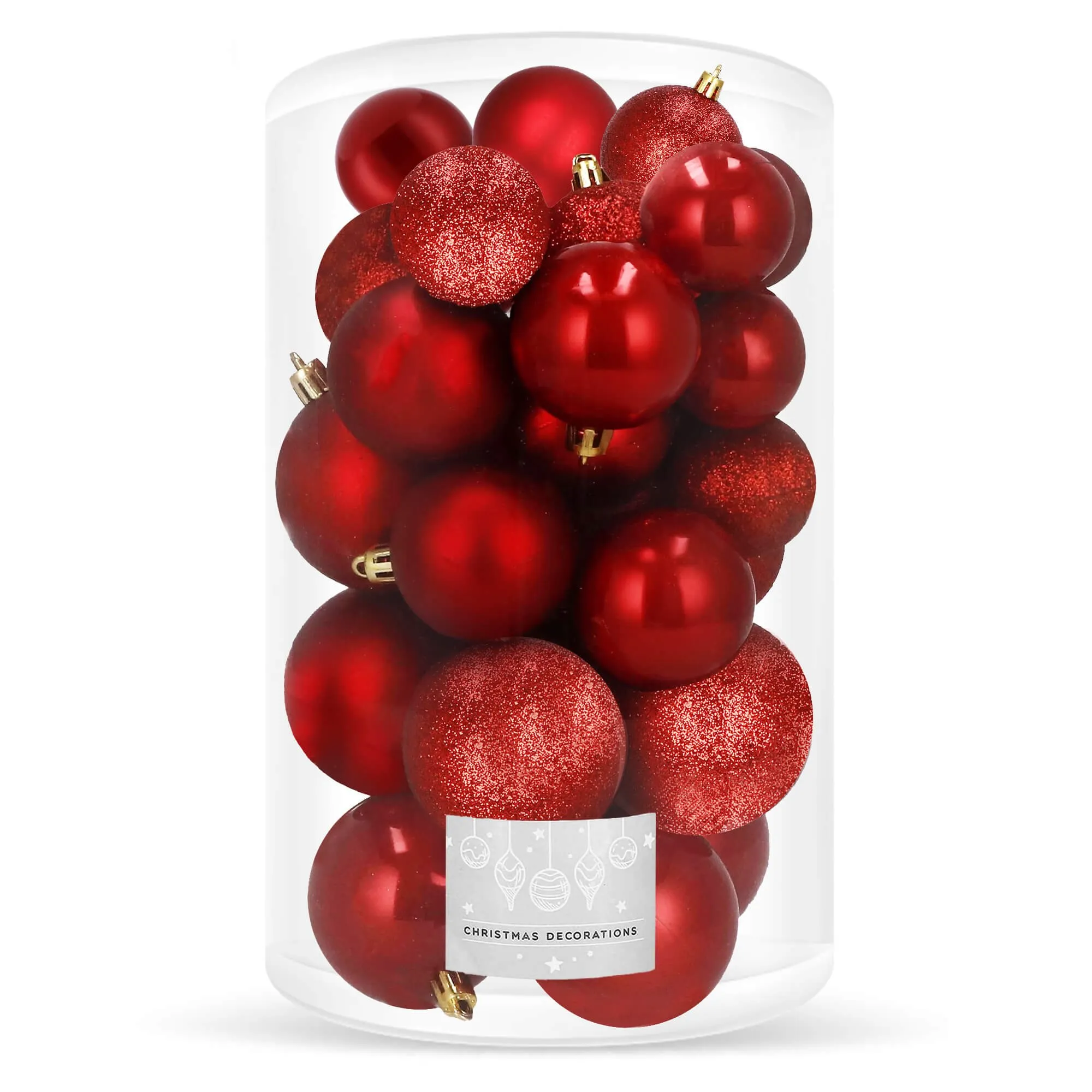 božićne kuglice 4 / 5 / 6 cm – set 30 komada crveni - slika 9