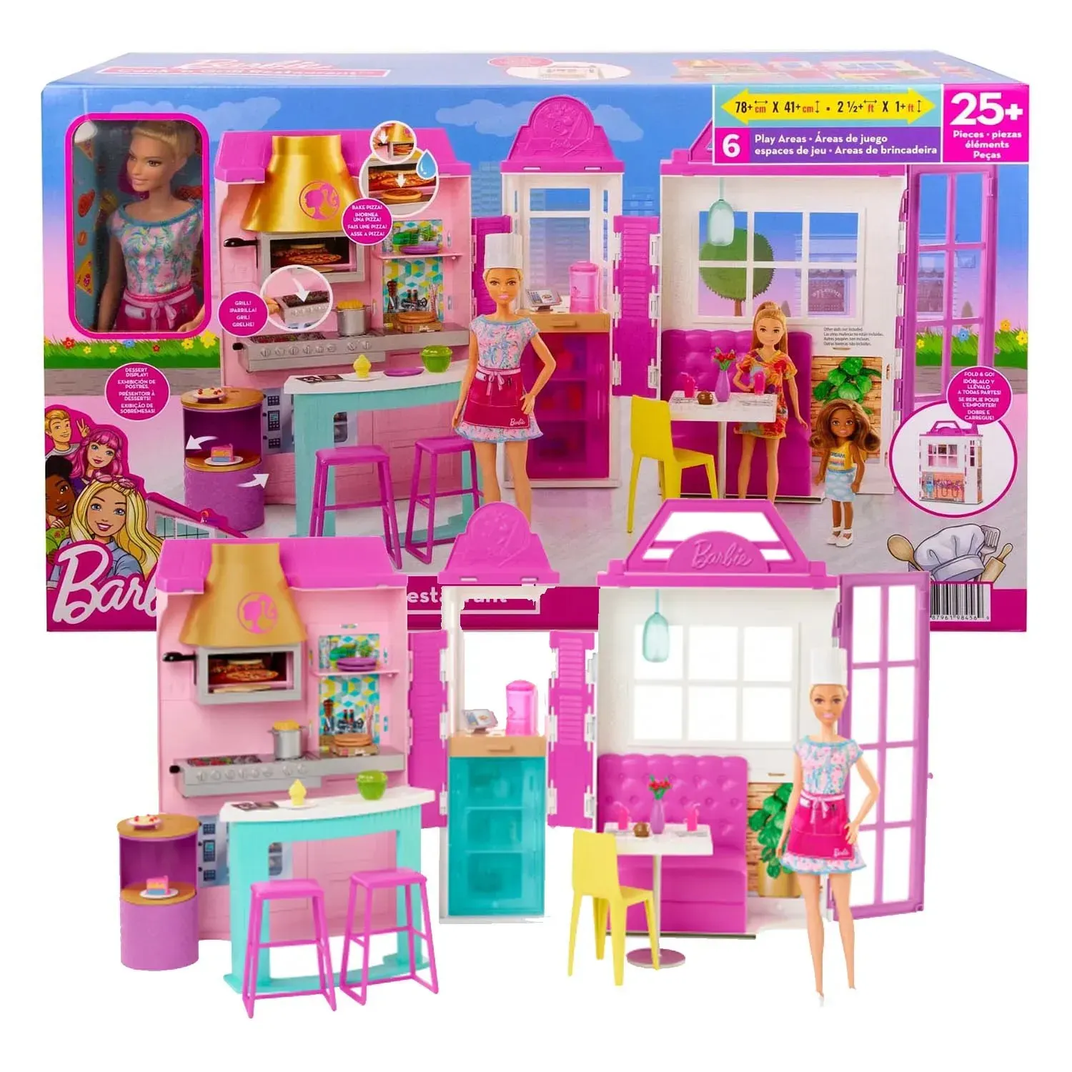 barbie restoran set za igru kuhanja i roštilj s lutkom - slika 2