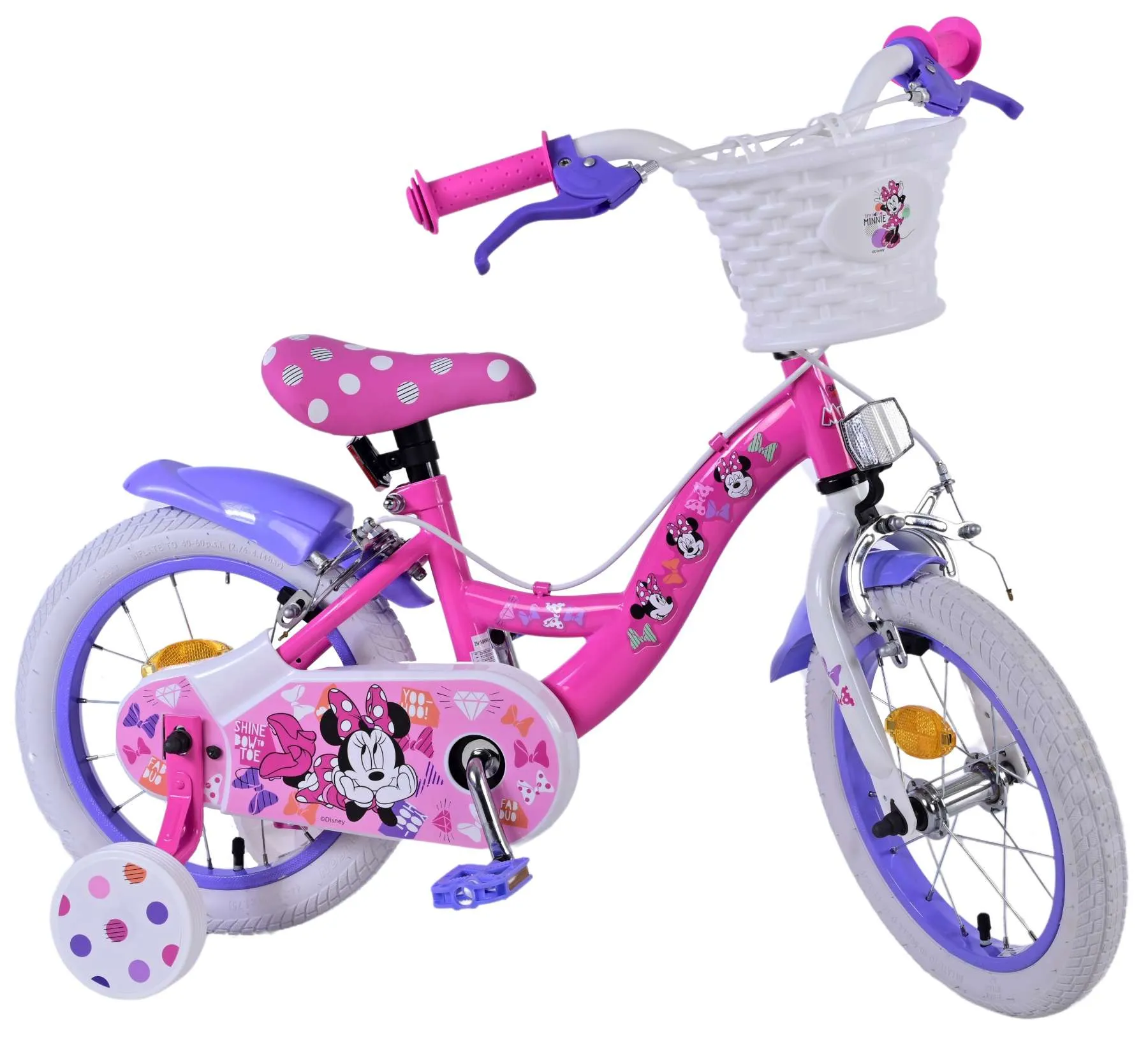 volare dječji bicikl minnie kids 14" s dvije ručne kočnice - slika 3