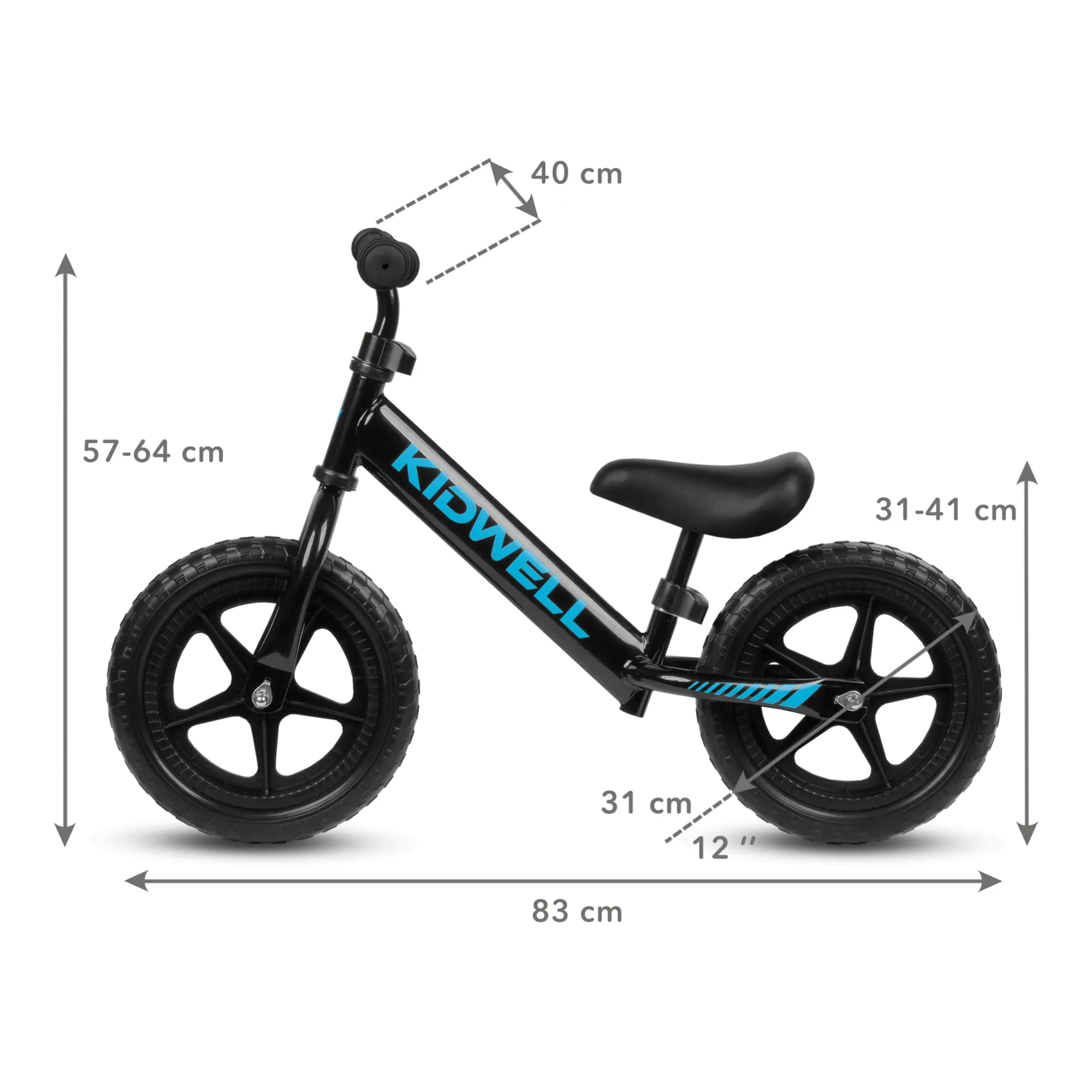 kidwell rebel dječji bicikl bez pedala, crni - slika 6