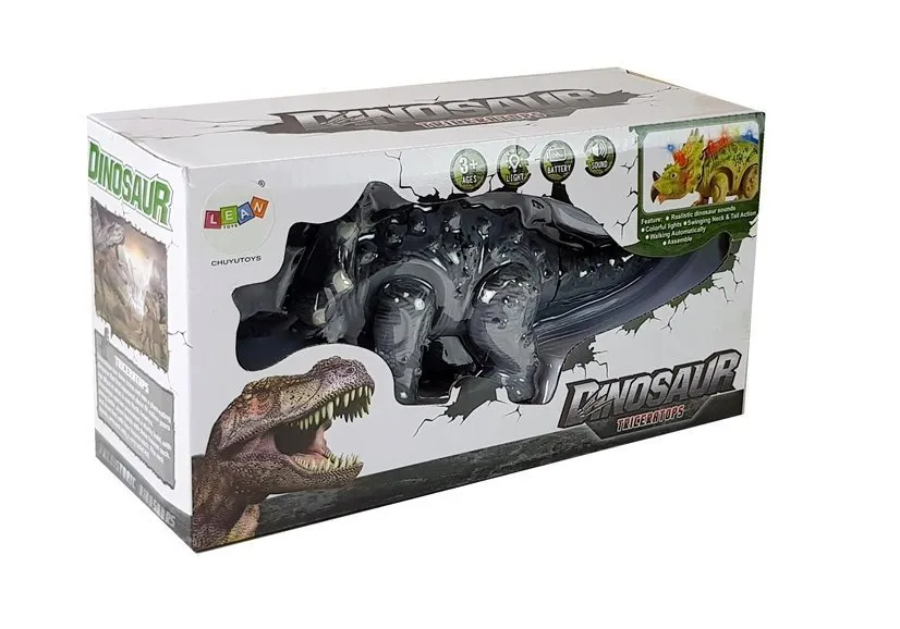 dinosaur triceratops na baterije sivi - slika 5