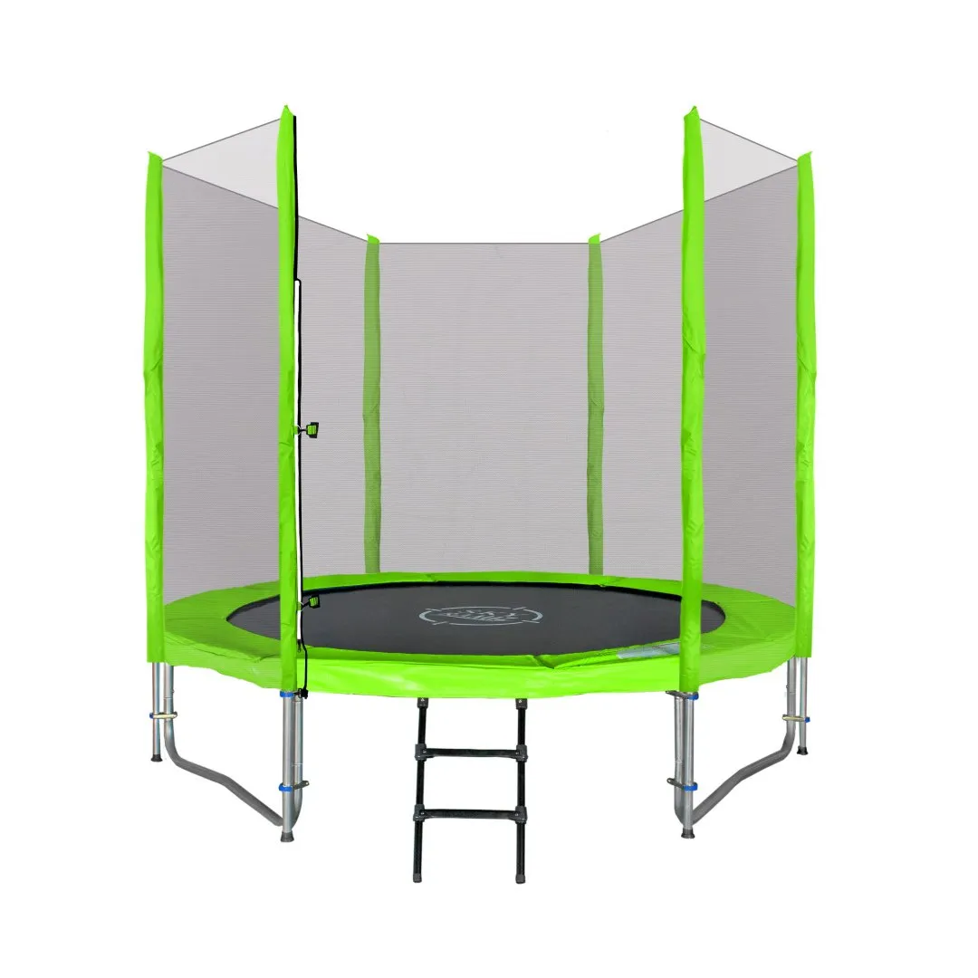 trampolin s vanjskom sigurnosnom mrežom i ljestvama 8 ft / 244 cm zeleni. - slika 4