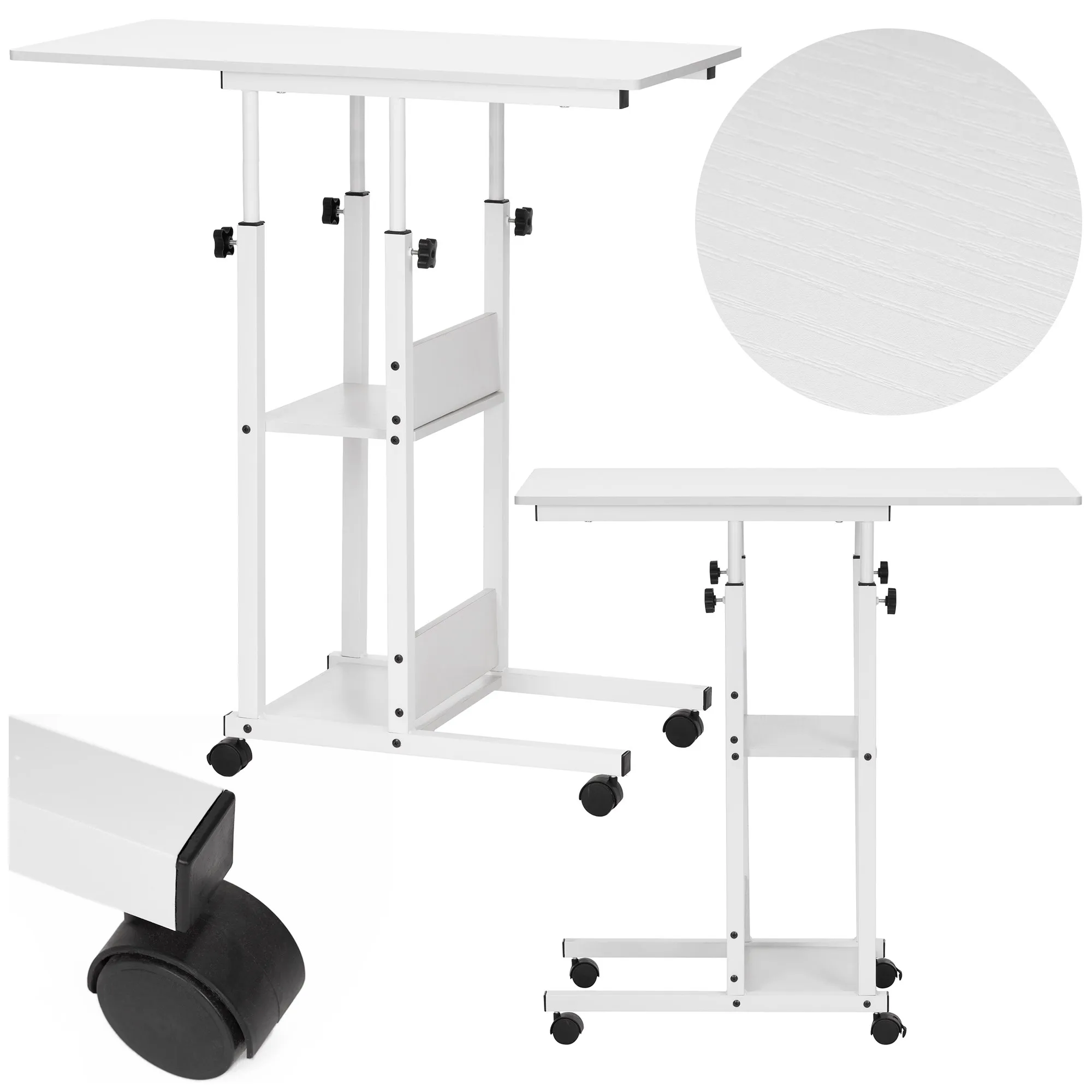mobilni stol 73-85 x 40 x 80 cm bijela, crna - slika 3