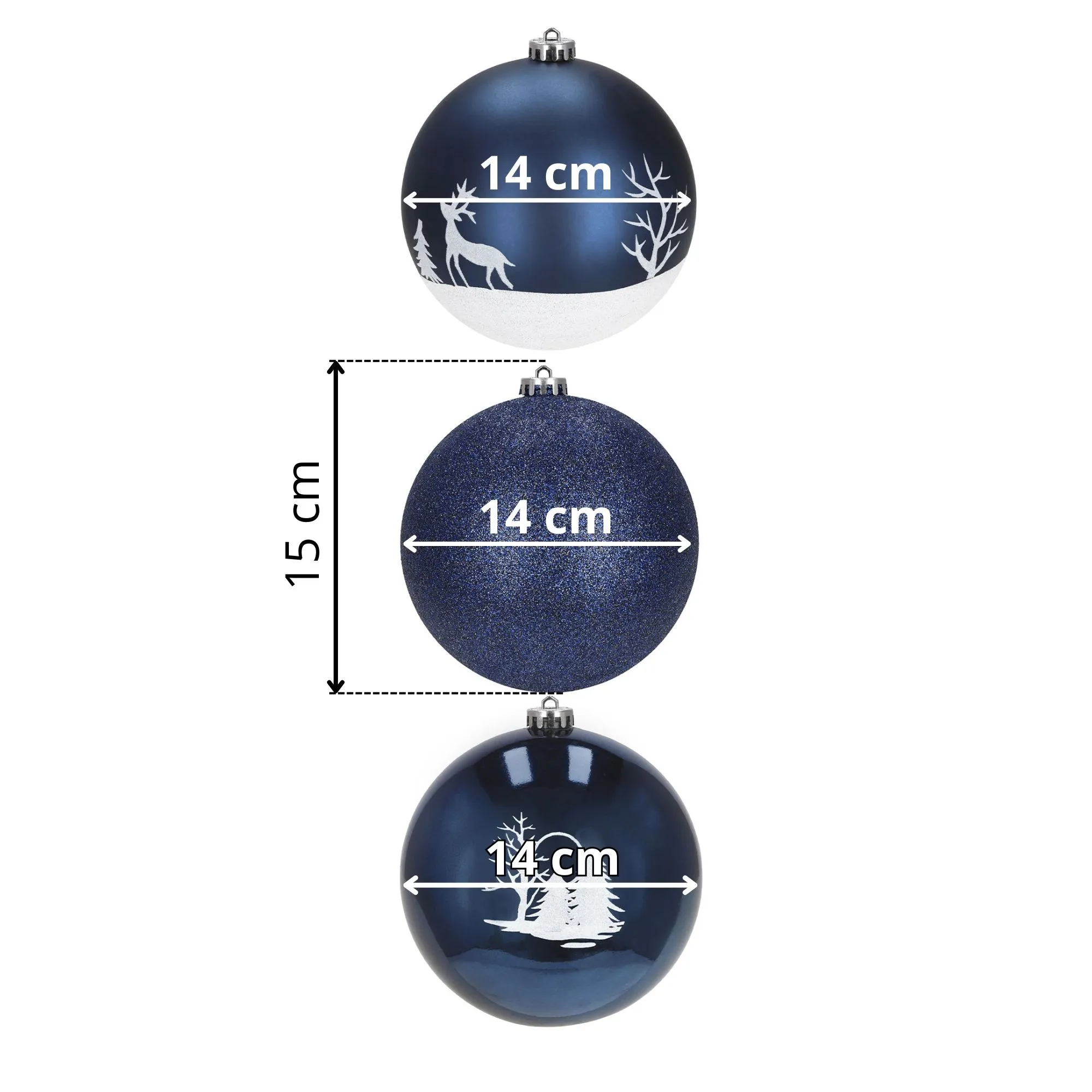 božićne kuglice 15 cm – set 3 komada plave - slika 16