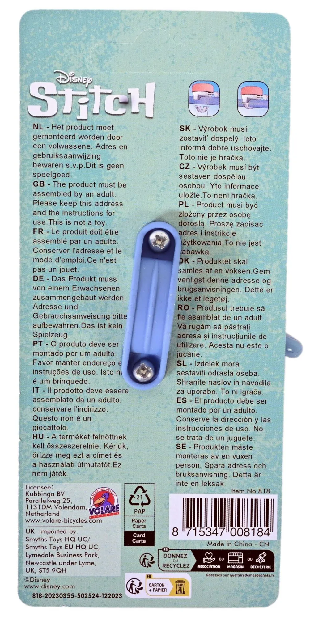 disney stitch zvono za bicikl koraljno plavo - slika 5