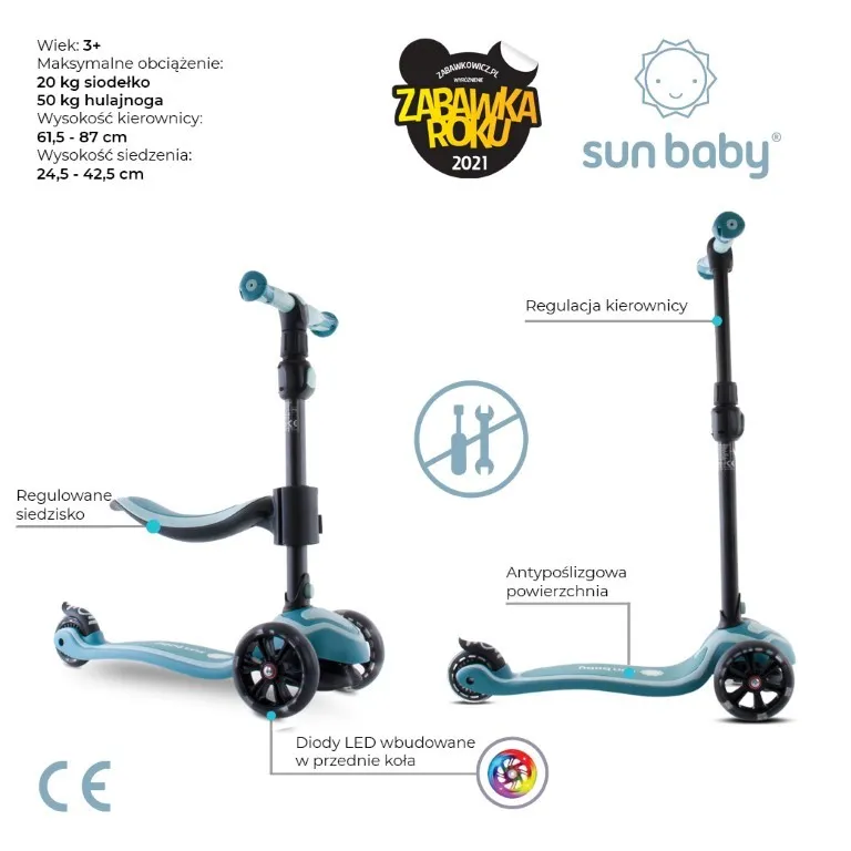 sun baby 3u1 dječji romobil flash plavi - slika 8