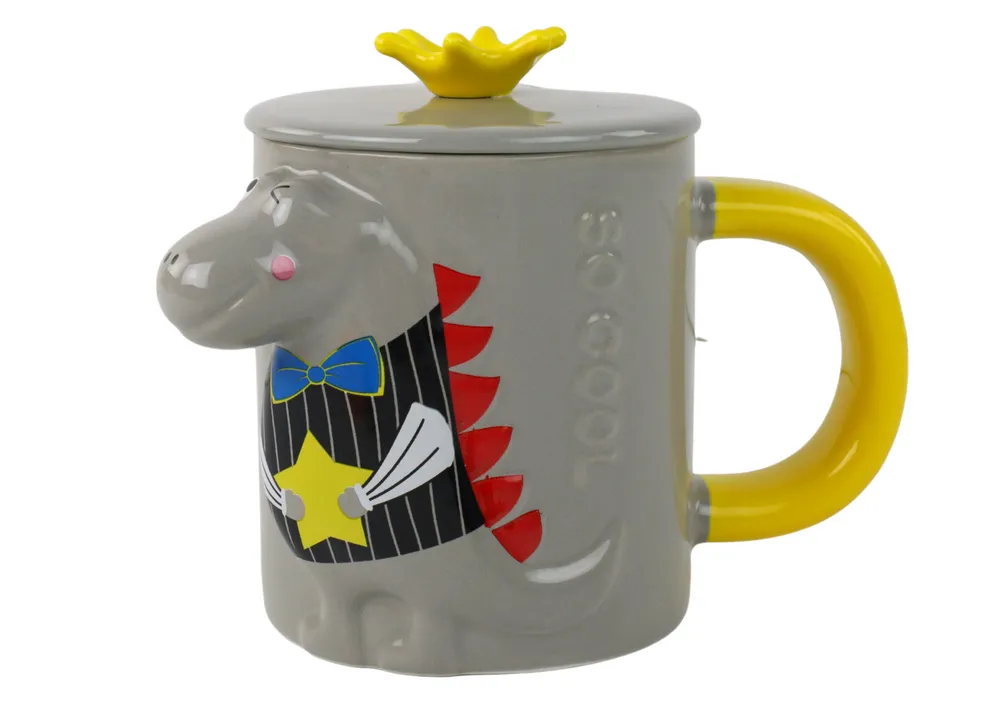 siva šalica za čaj dinosaur 400ml - slika 4