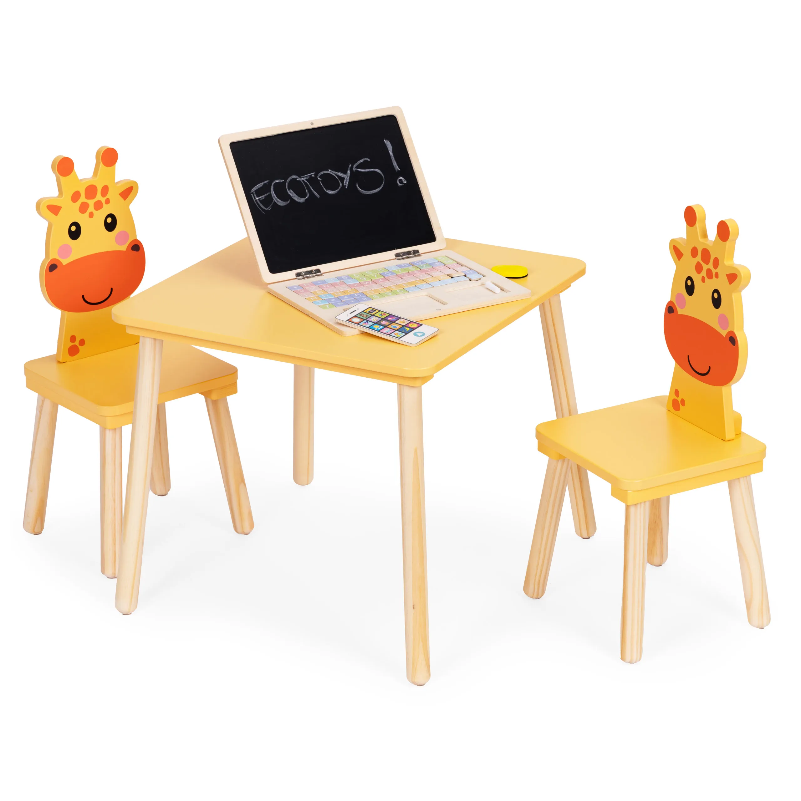 ecotoys dječji set namještaja žirafa – stol i 2 stolice - slika 7
