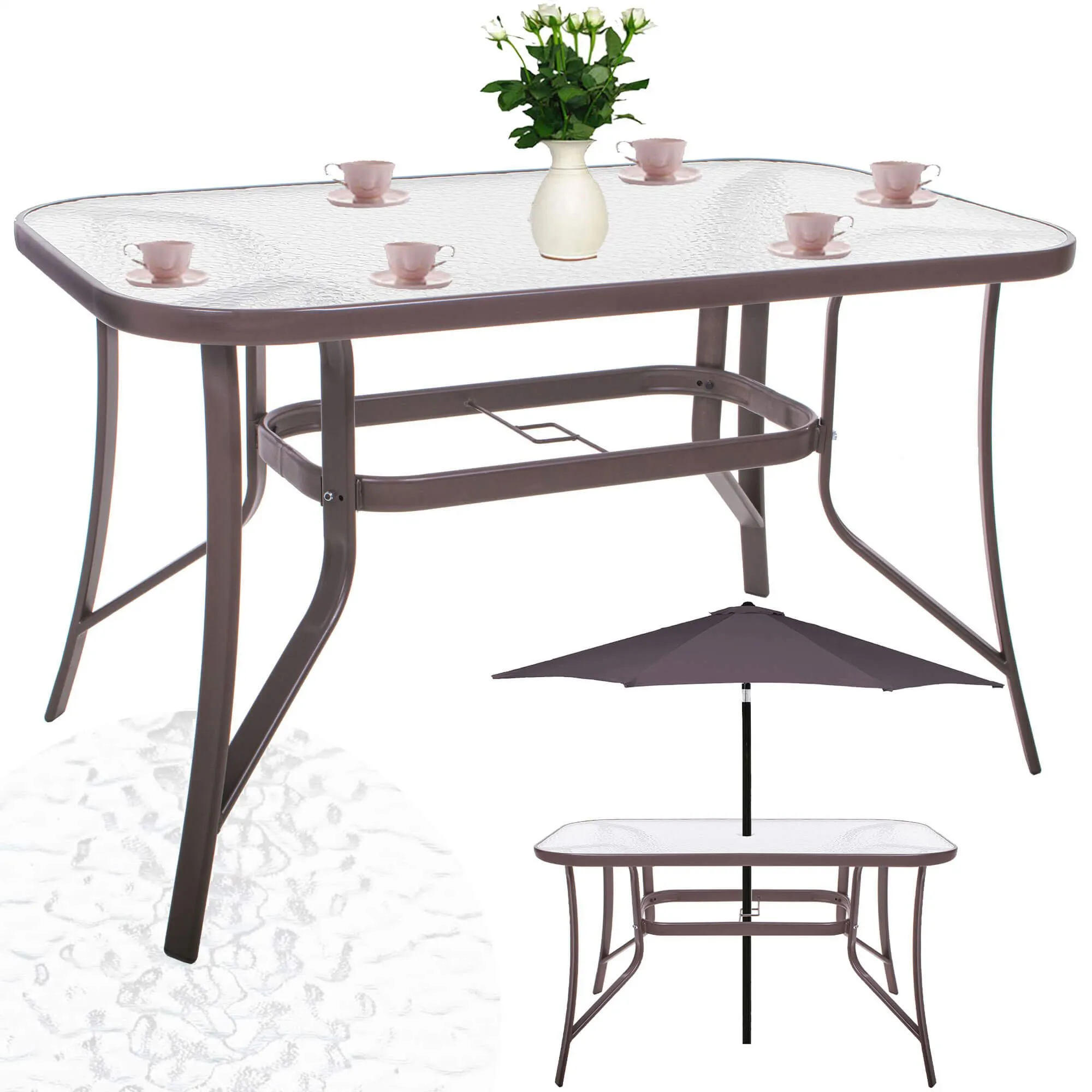 springos stakleni vrtni stol 120 x 70 x 70 cm smeđi - slika 4