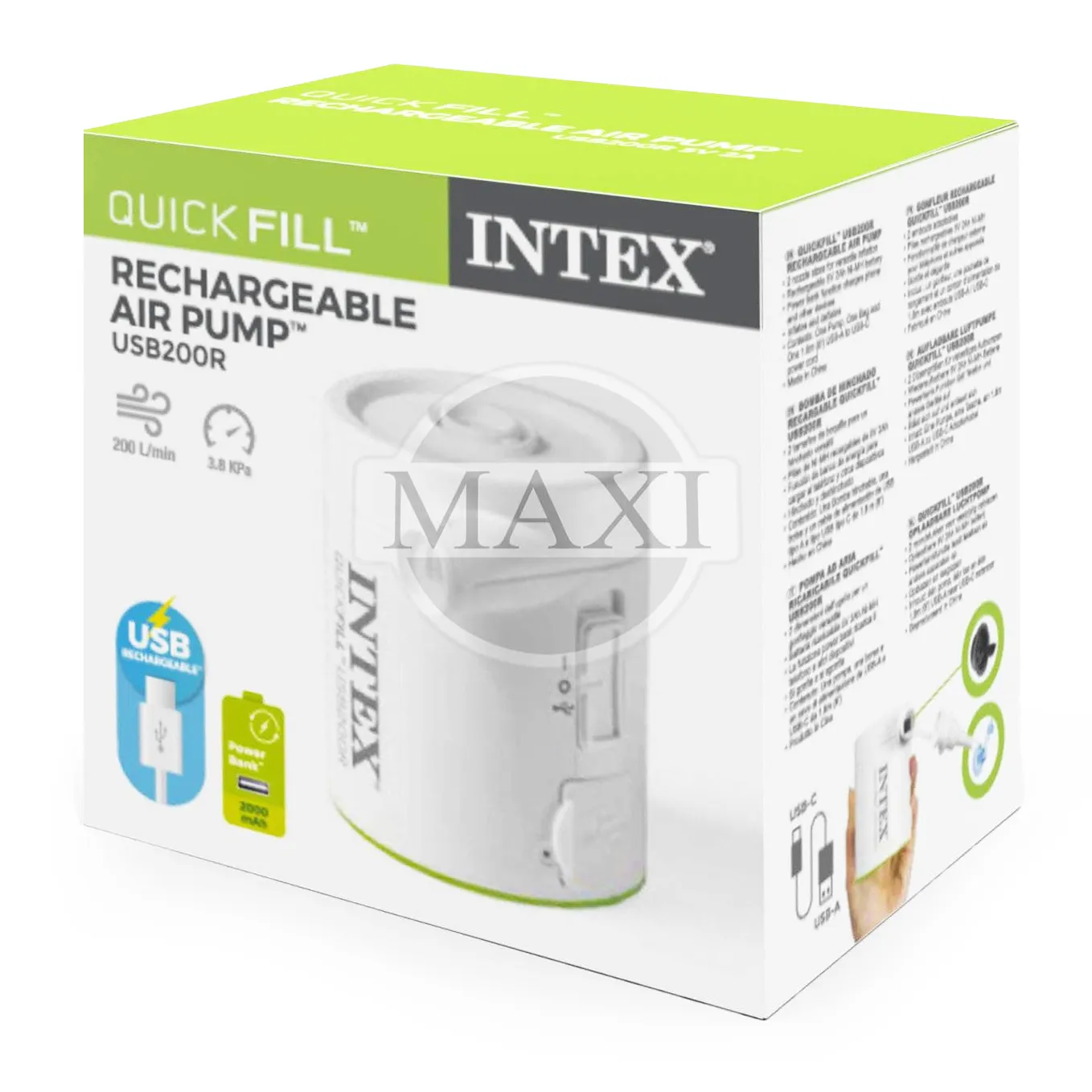 intex električna pumpa quick-fill napajana putem usb-a 5v/2a, 2 nastavka, 66637 - slika 8