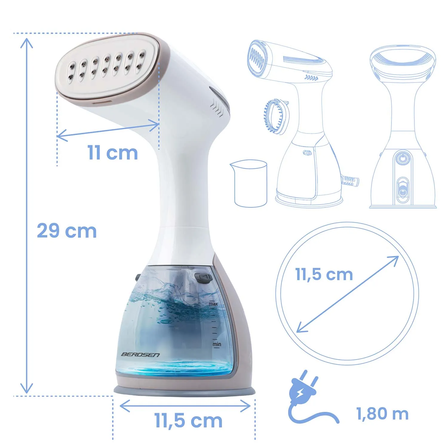 berdsen bd-310 1500w pegla za odjeću na paru - slika 3