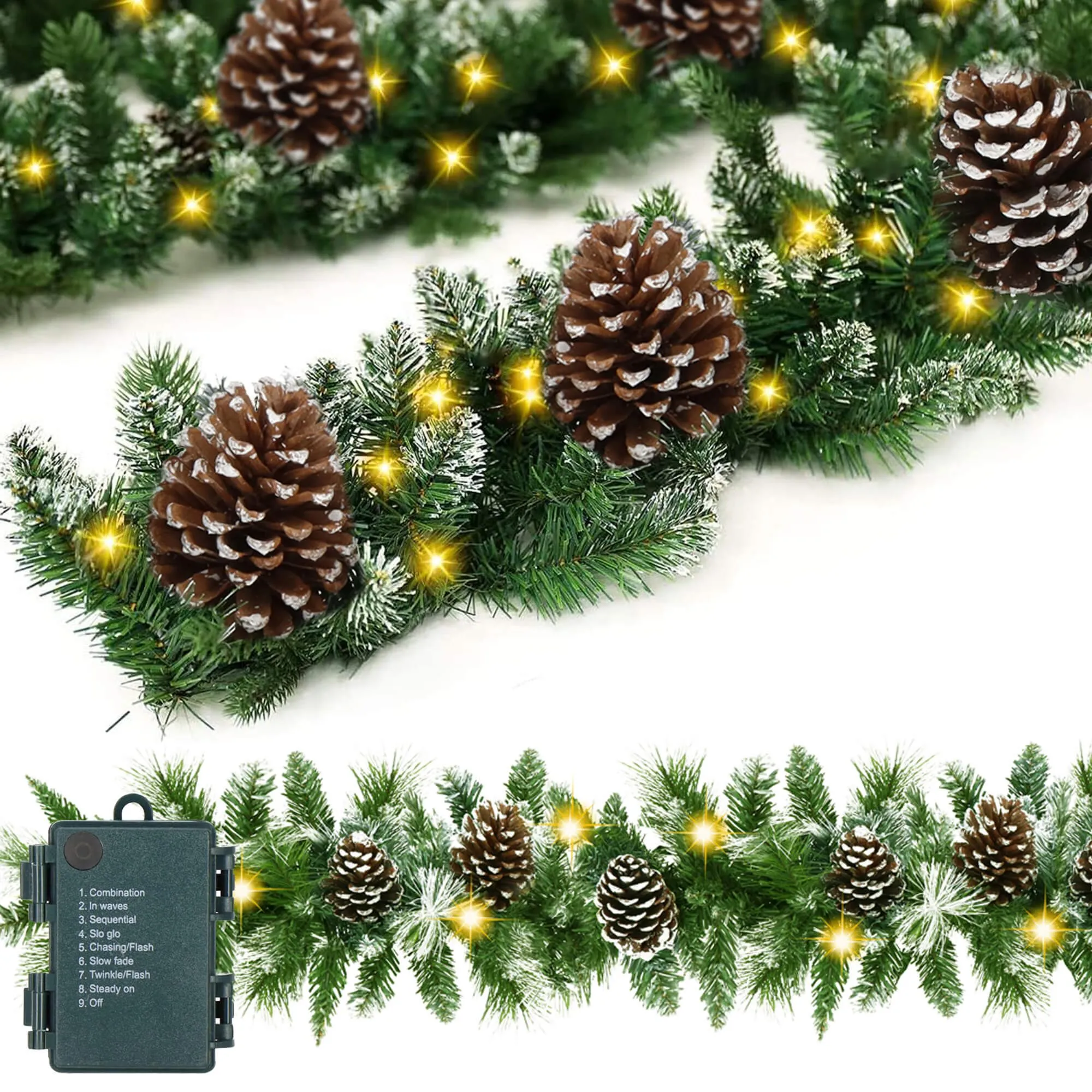 božićna premium girlanda + led žaruljice na baterije 270 cm - slika 10