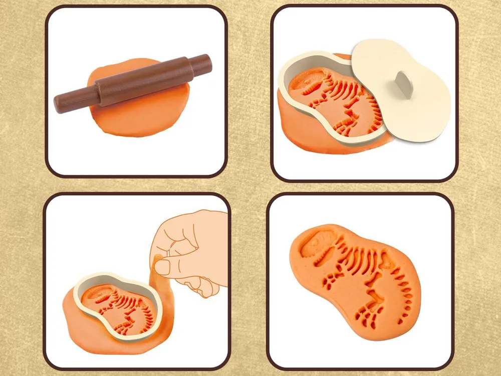 set izrade fosila dinosaura od plastelina 5 boja - slika 6