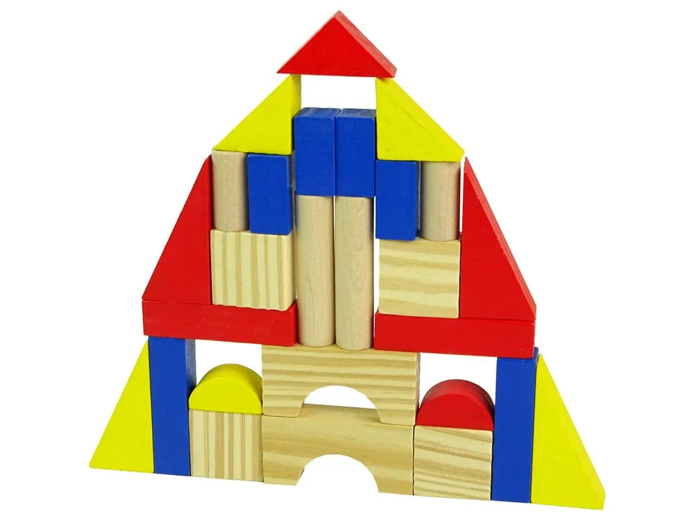 montessori set drvenih blokova za gradnju kuće/dvorca šareni - slika 4