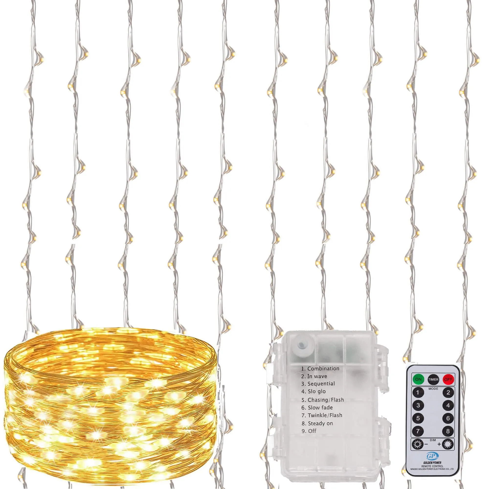 led svjetlosna zavjesa – 300 lampica, toplo bijela - slika 8