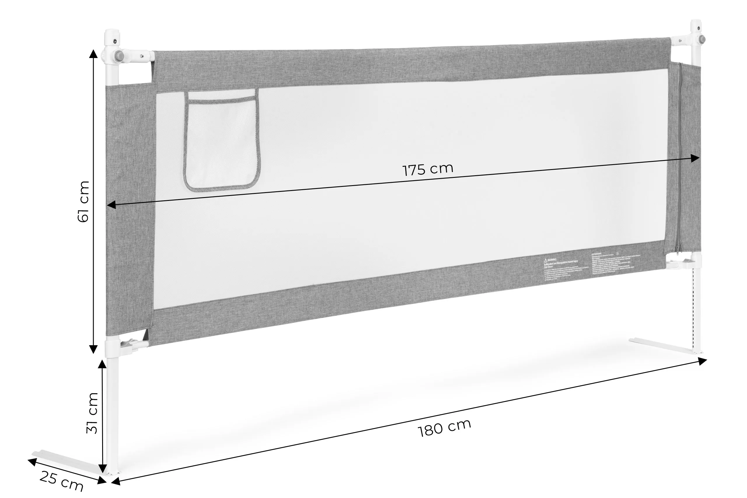 ograda za krevet, 180 cm, zaštitna pregrada za djecu, ecotoys - slika 8