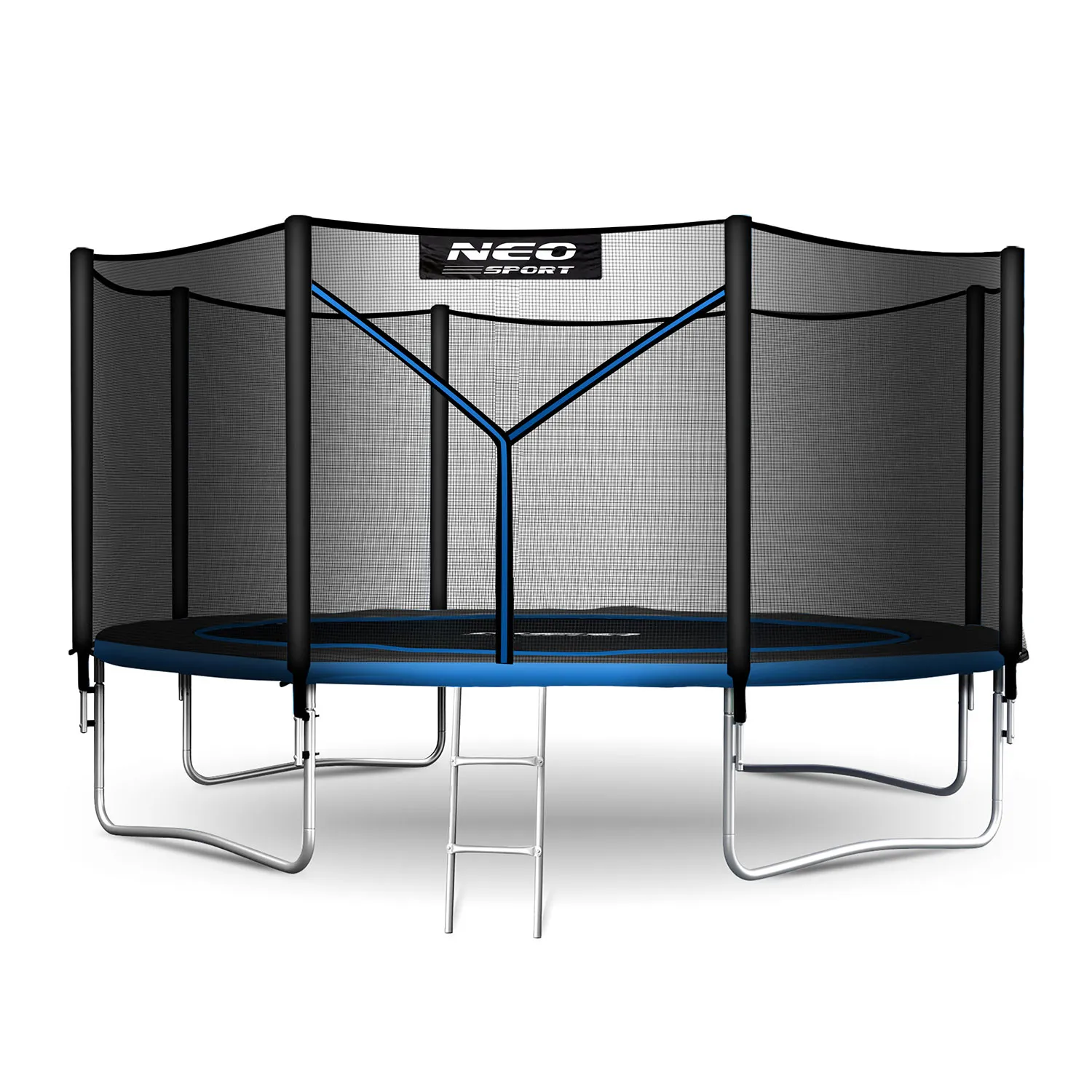 neo-sport vrtni trampolin 374 cm (12 ft) s vanjskom mrežom i ljestvama, plavi - slika 3
