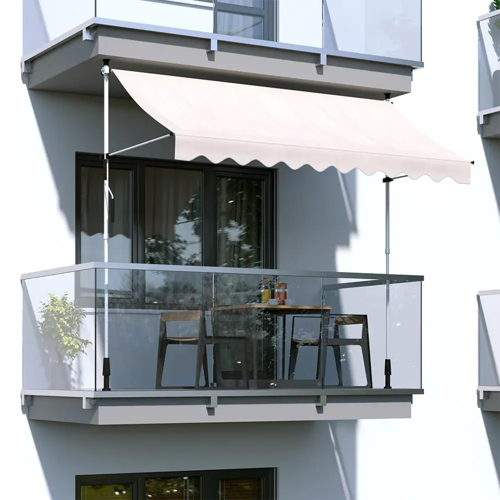 multigarden balkonska tenda s podešavanjem visine – vodootporna, s ručicom, bež - slika 3