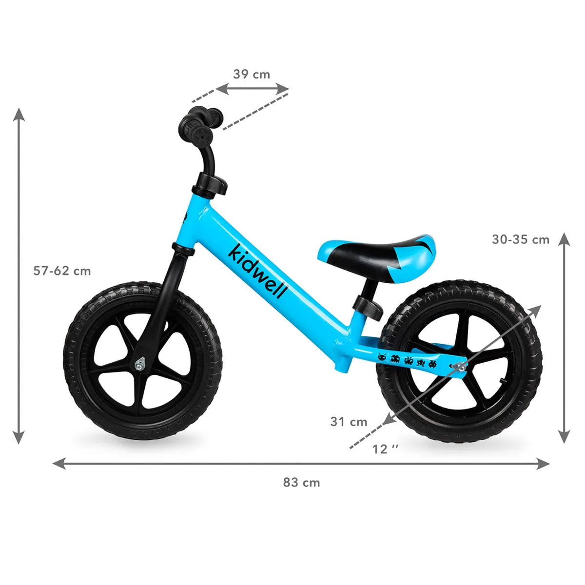 kidwell dječji bicikl bez pedala rebel plavi - slika 12