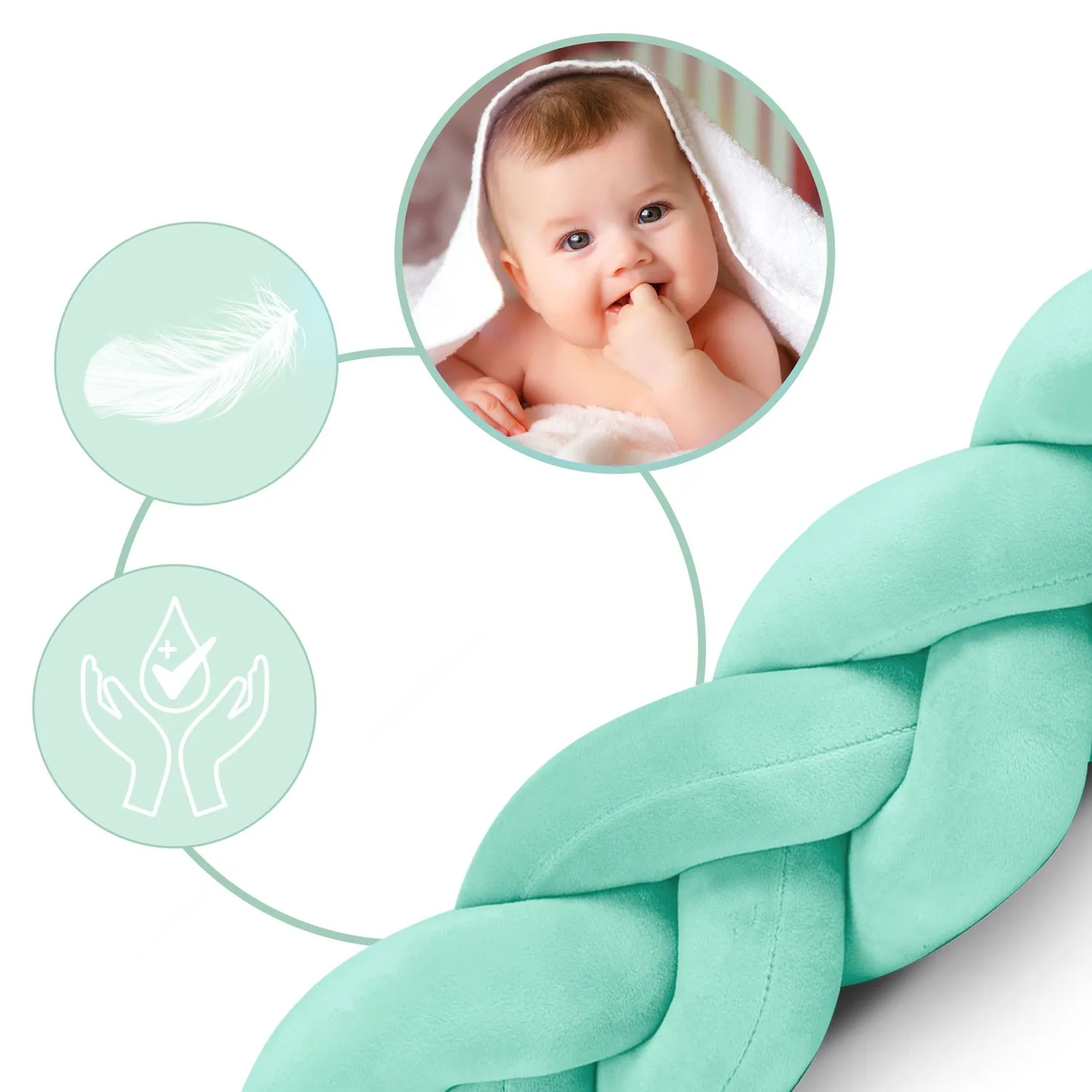 ricokids omot za dječji krevetić 3m - mint - slika 4