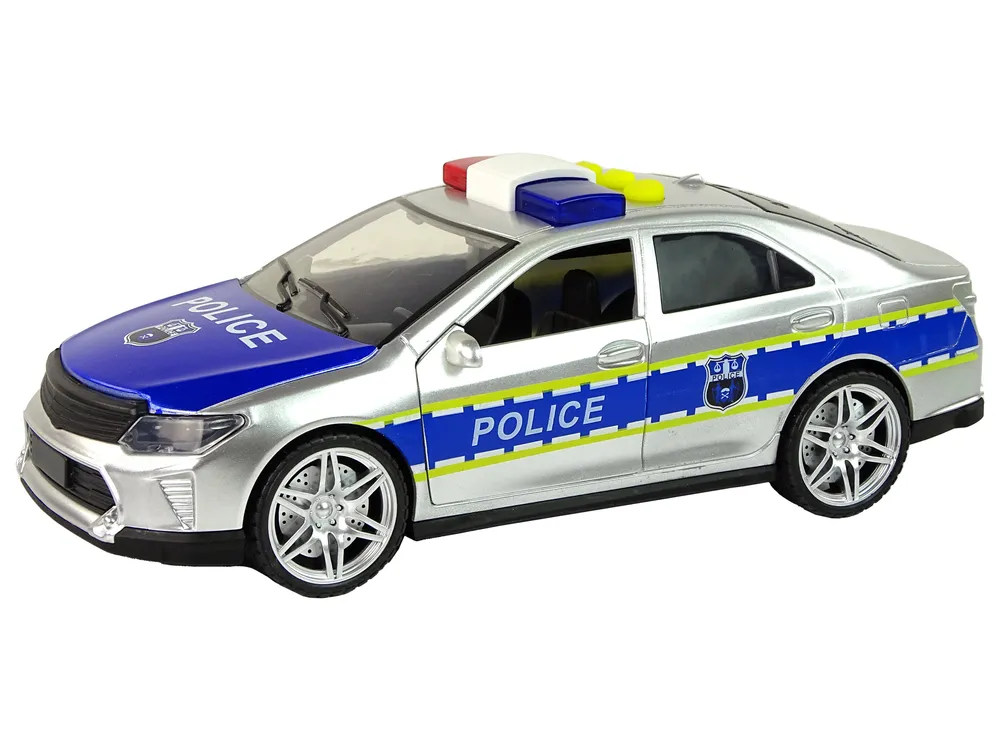 policijski automobil na frikcijski pogon 1:14 - srebrni - slika 3