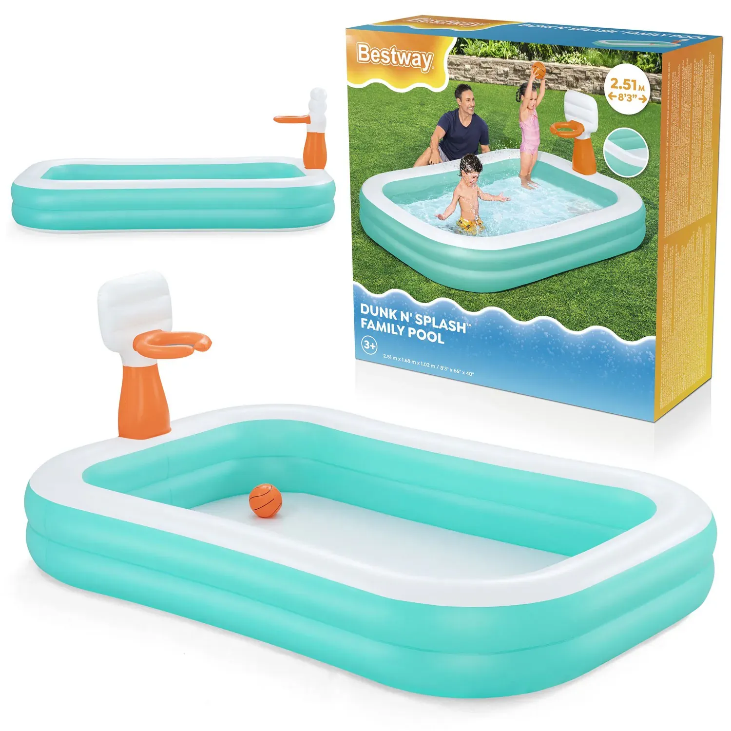 Dunk'n splash bazen na napuhavanje 251 x 168 x 102 cm bestway 54445 - Pribislavec