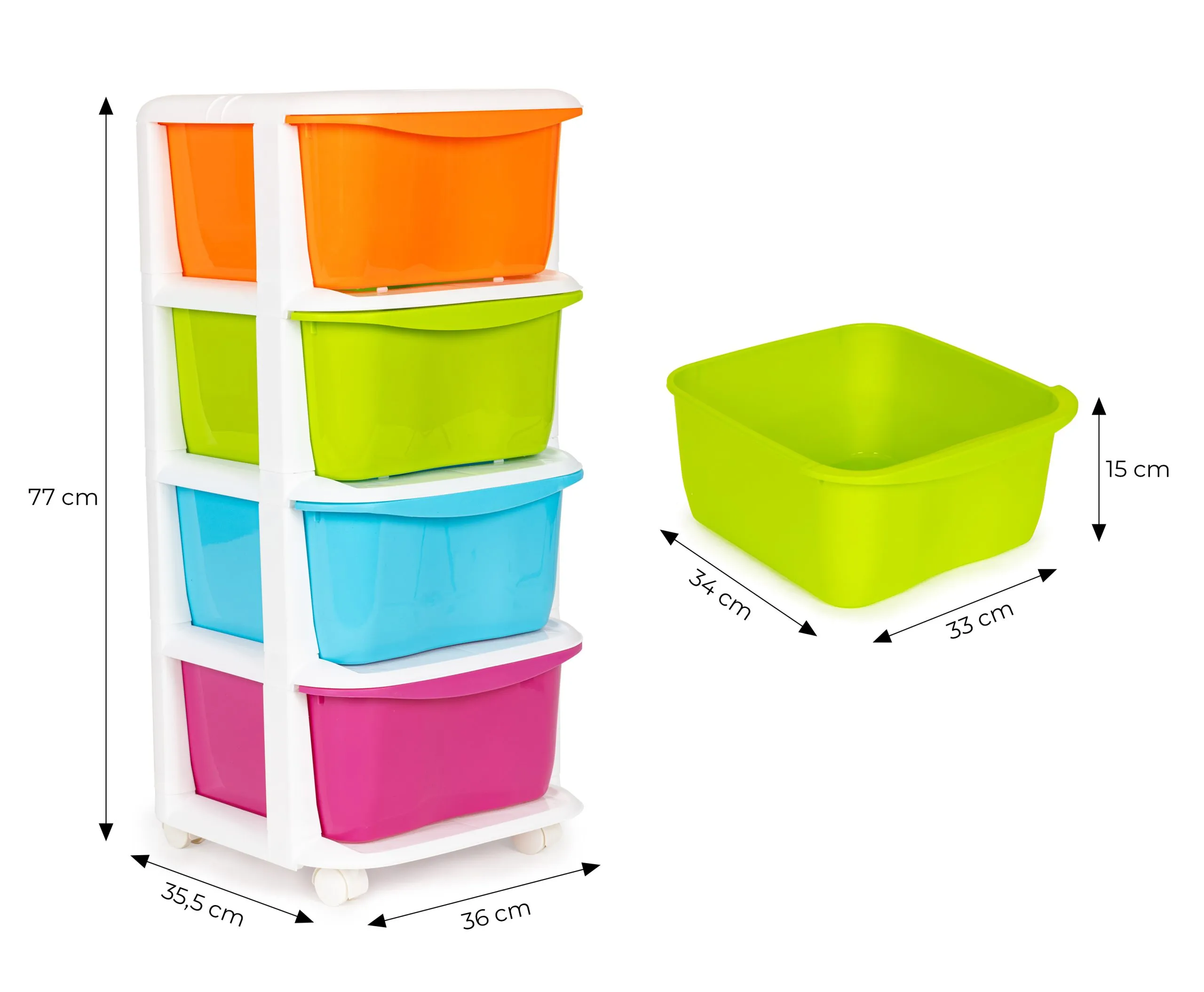 modernhome ormarić na kotačima 4 ladice 77 x 35,5cm - slika 6