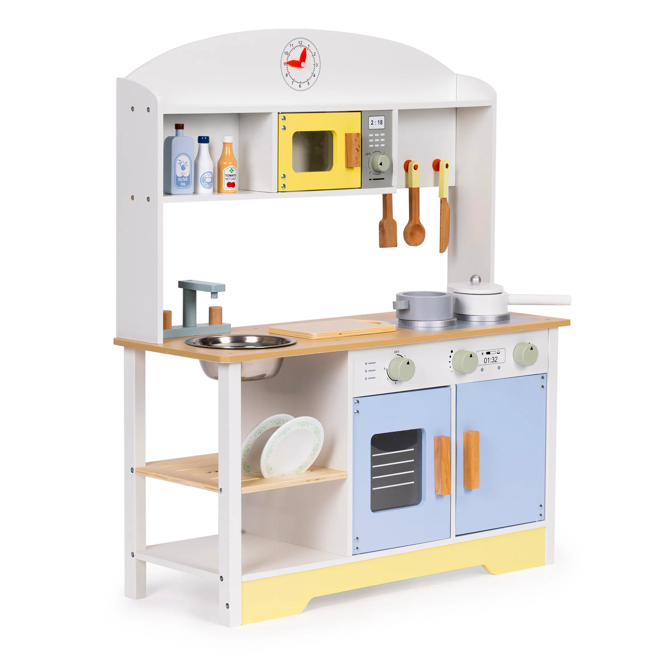 ecotoys dječja kuhinja – pećnica, perilica, mikrovalna + 12 dodataka - slika 4
