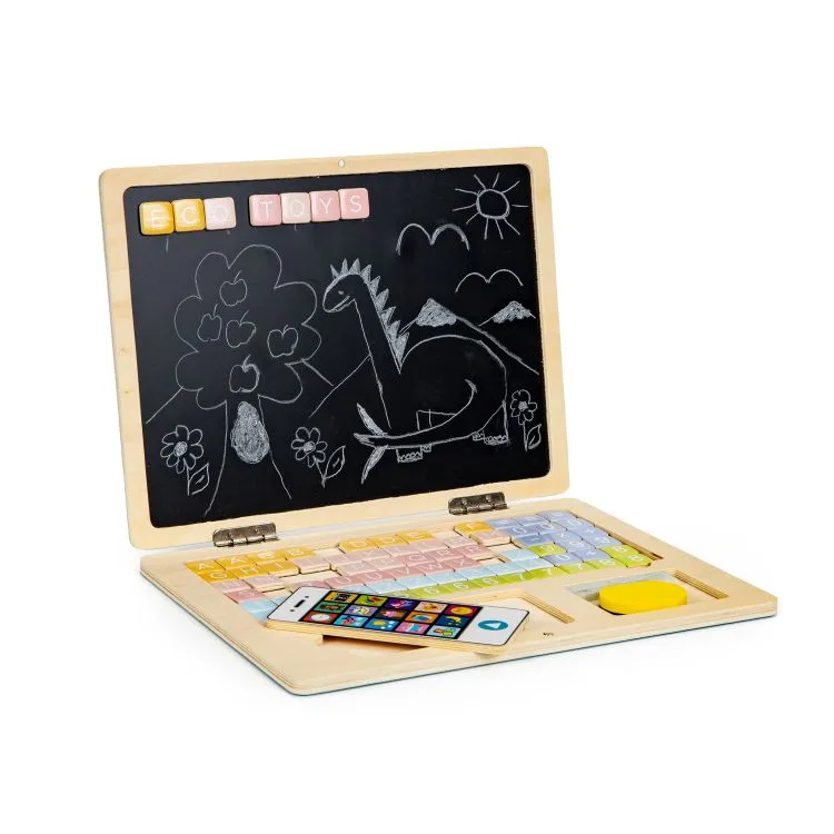 ecotoys edukativni laptop za crtanje 2u1 sa 78 magneta bijeli - slika 5