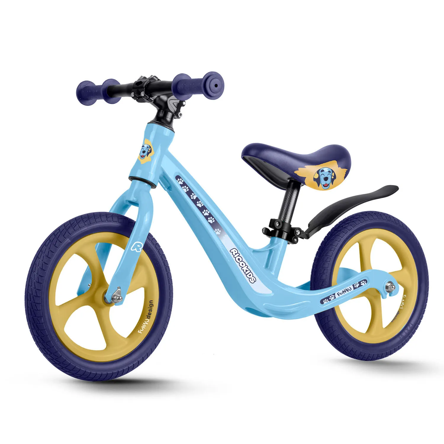 ricokids funnu dječji bicikl bez pedala, plavo žuti - slika 4
