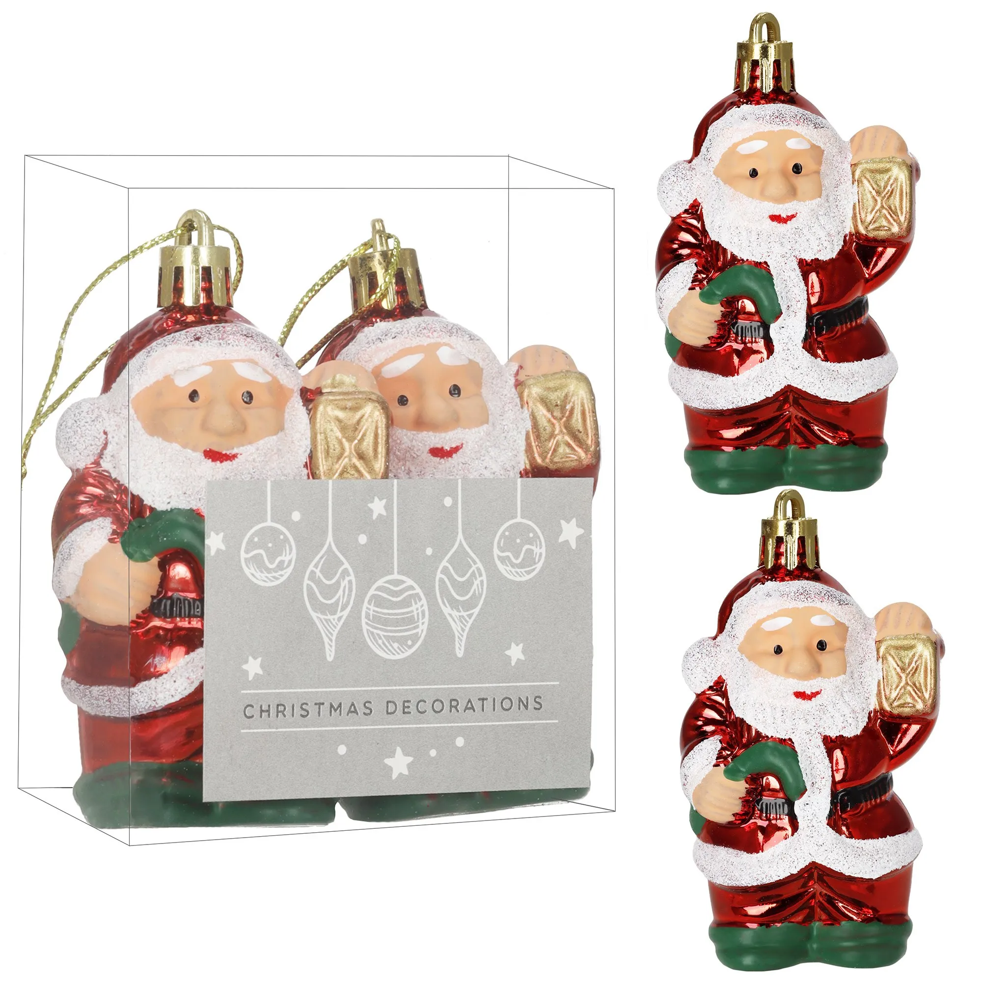božićni ukrasi djed božićnjak 8 cm – set 2 komada - slika 3