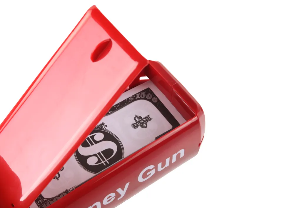 money gun pištolj za izbacivanje novčanica crveni - slika 5