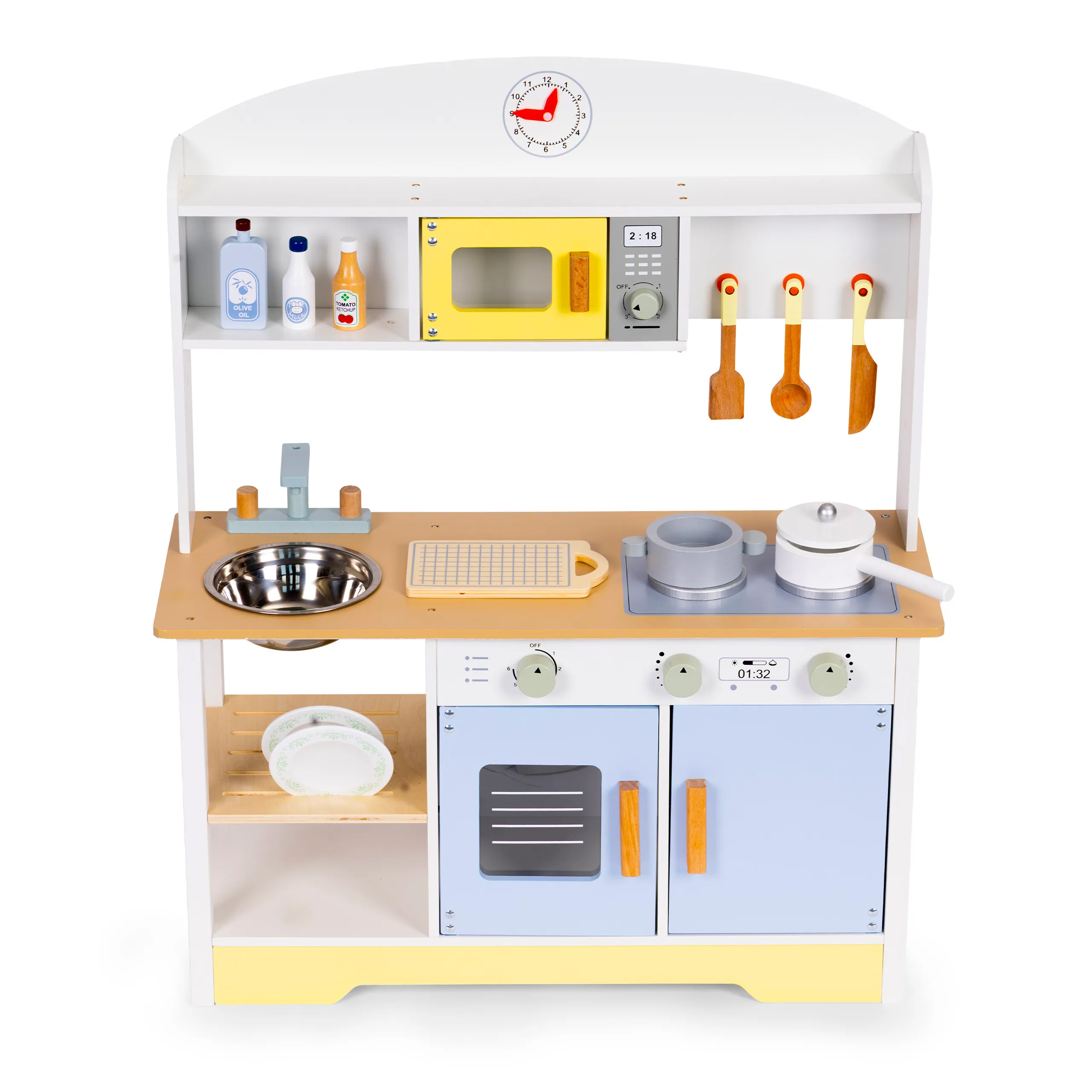 ecotoys dječja kuhinja – pećnica, perilica, mikrovalna + 12 dodataka - slika 3