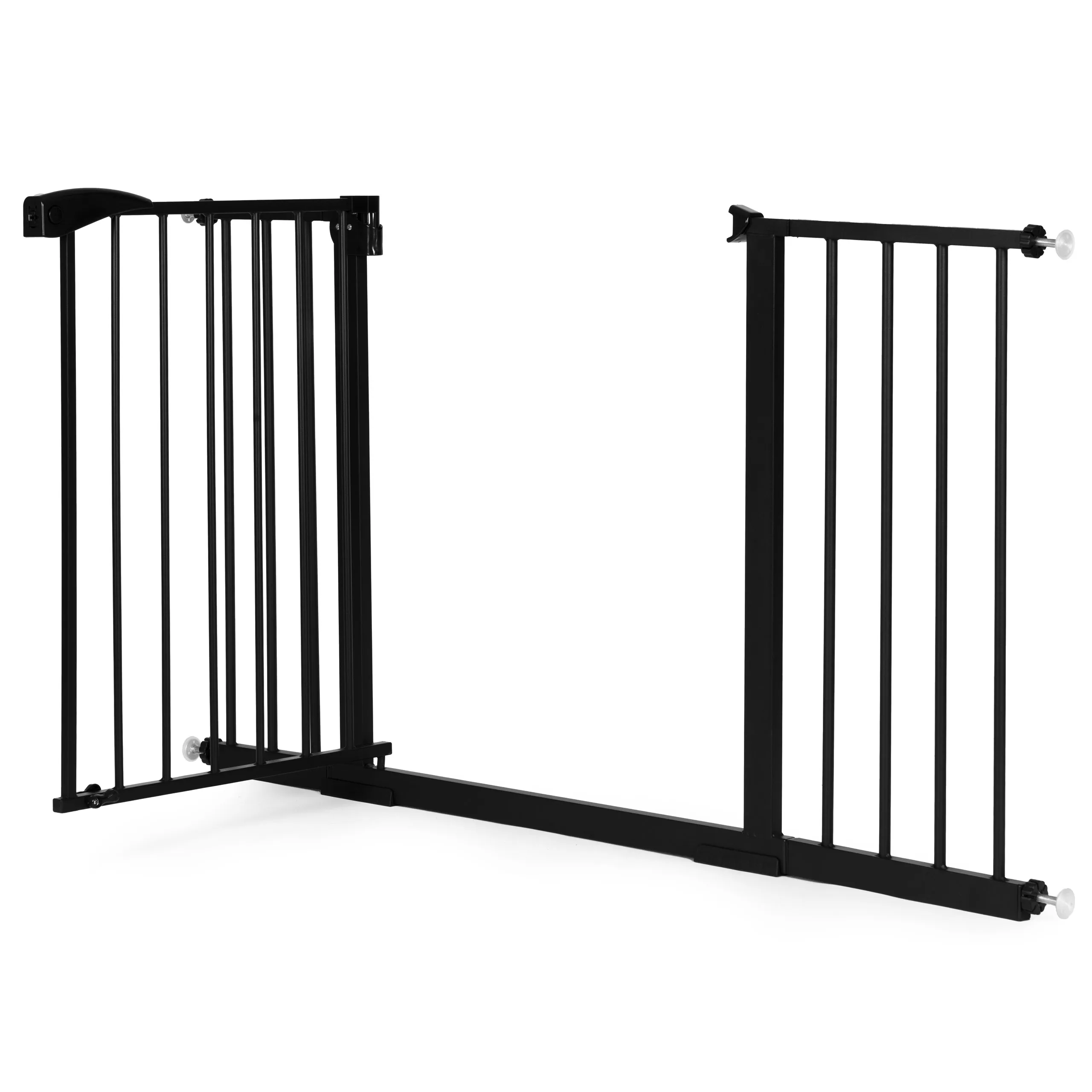 ecotoys sigurnosna vrata 74–132 cm za stepenice i vrata – čelična s dodatnim panelima, crna - slika 6