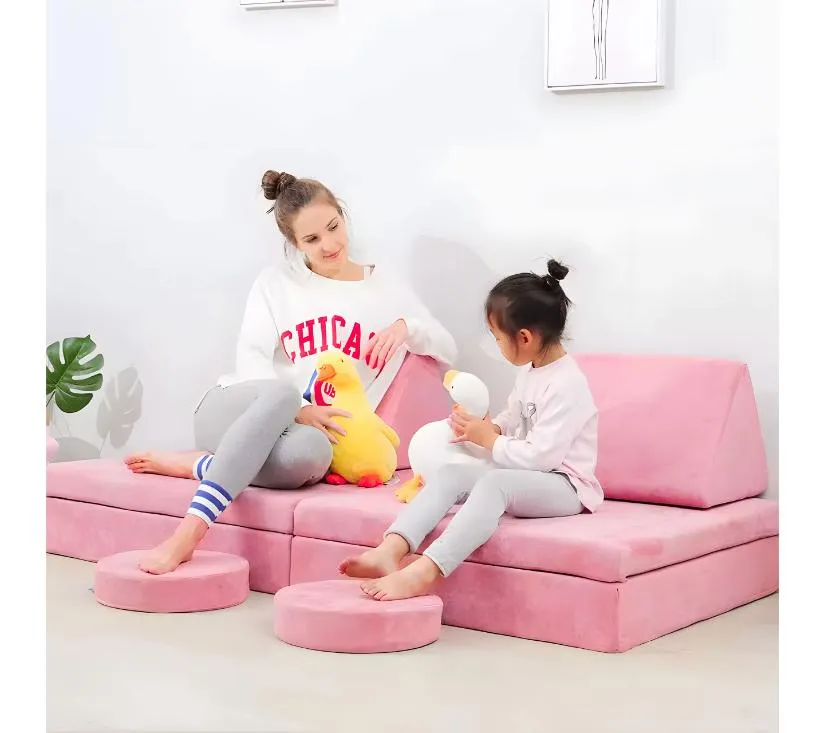 ecotoys diy modularna sofa sa 8 jastuka - pink - slika 3
