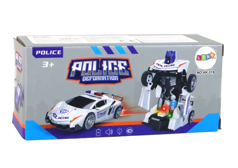 robot auto policijski bijeli 2u1 transformacija - slika 5