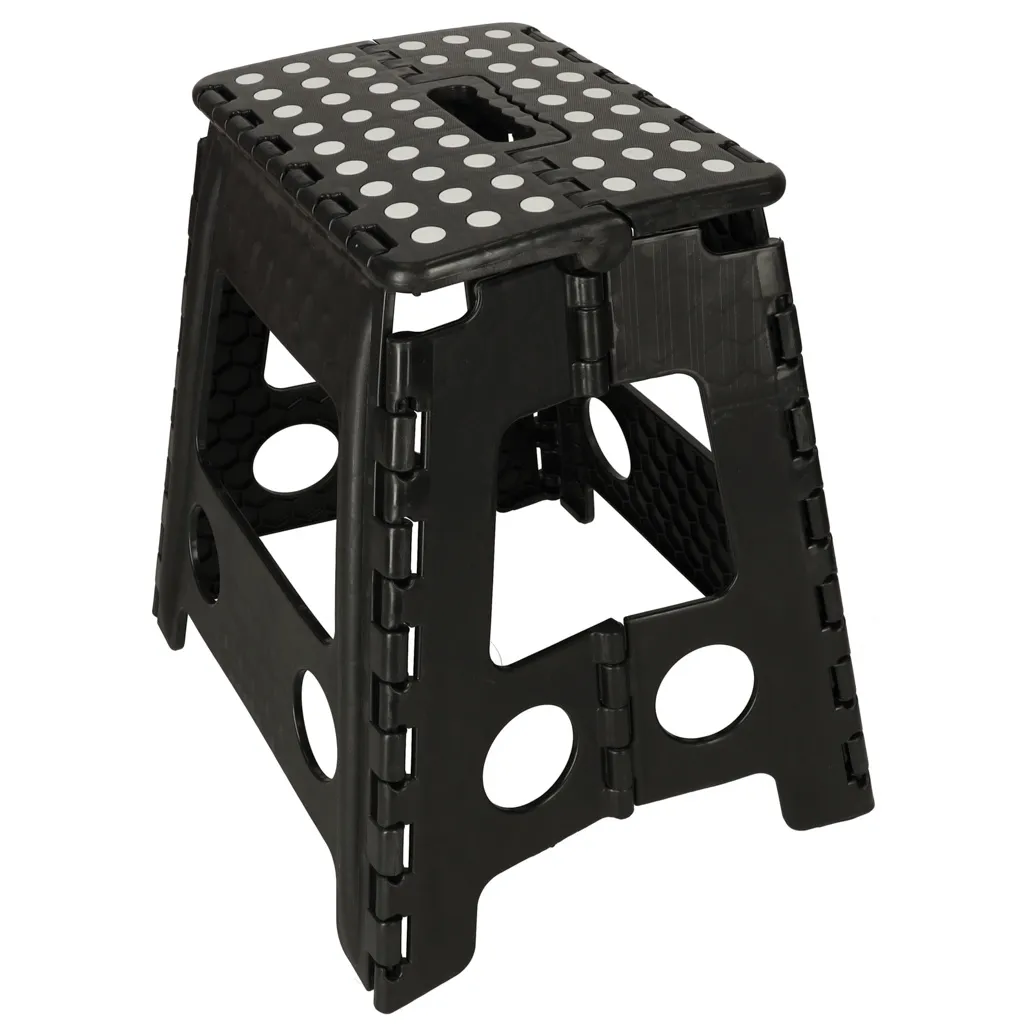 protuklizni sklopivi tabure, 39 cm, crni - slika 4