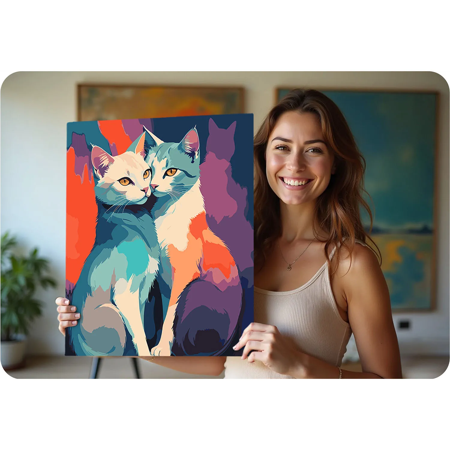 massido platno s temeljnom bojom i uzorkom na okviriću 40x50 cm mačka - slika 6