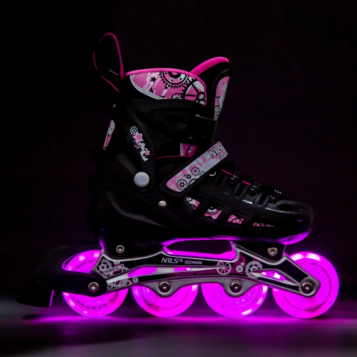 nils extreme 4 u 1 role i klizaljke s led rasvjetom roza veličina s 31–34 - slika 3
