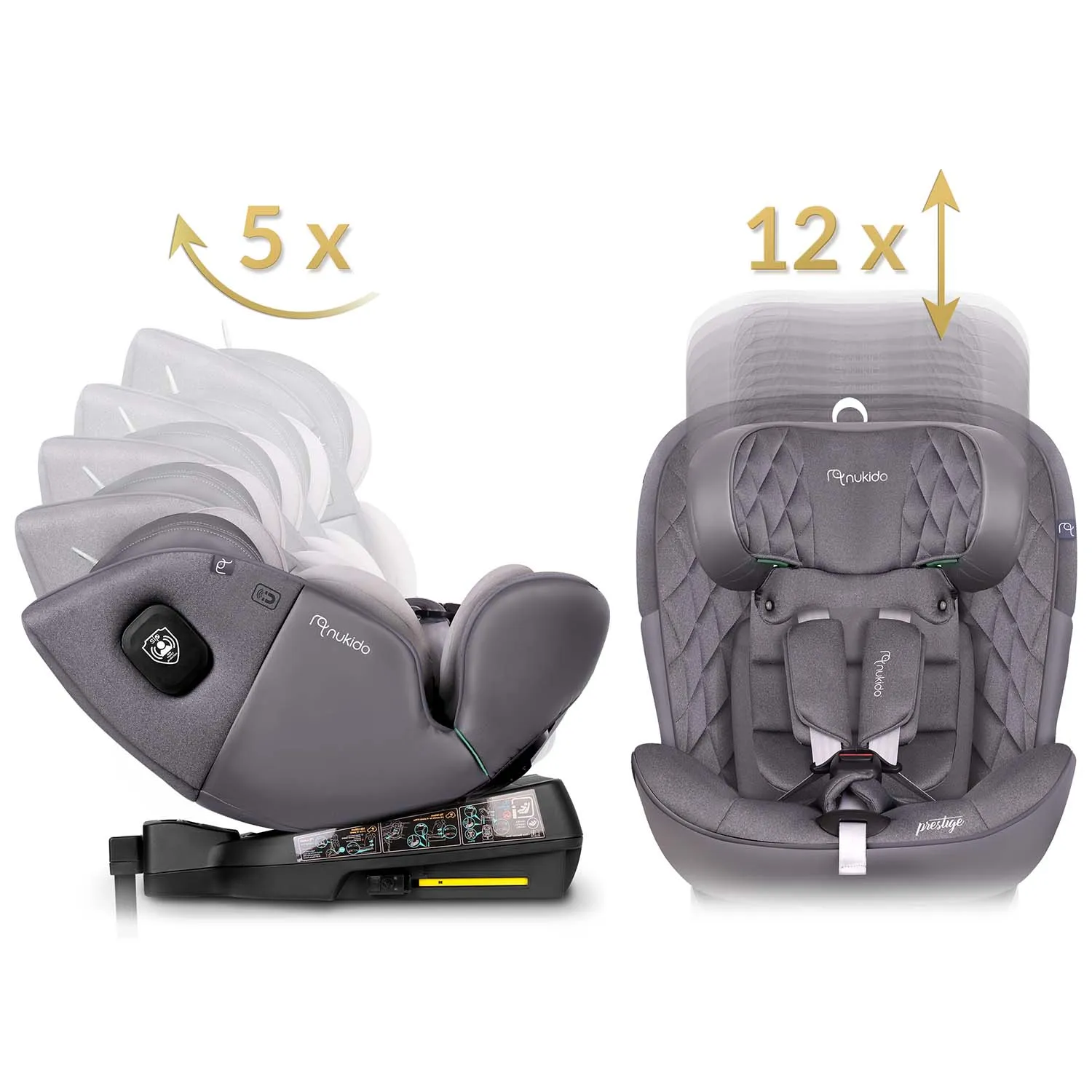 nukido prestige line siva autosjedalica 0-36 kg isofix - slika 4