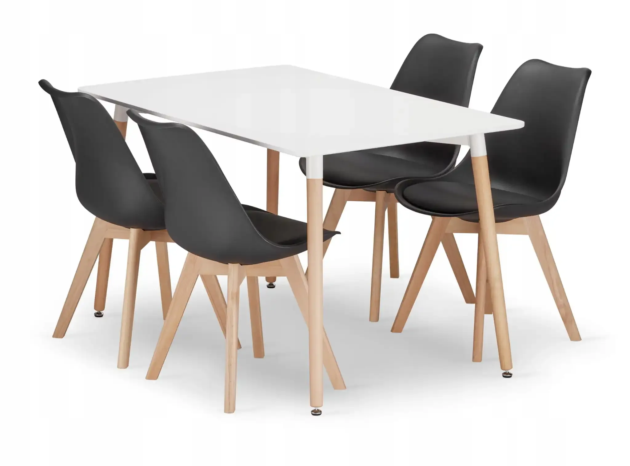 adria pravokutni stol 120x80 bijeli + 4 mark crne stolice - slika 2